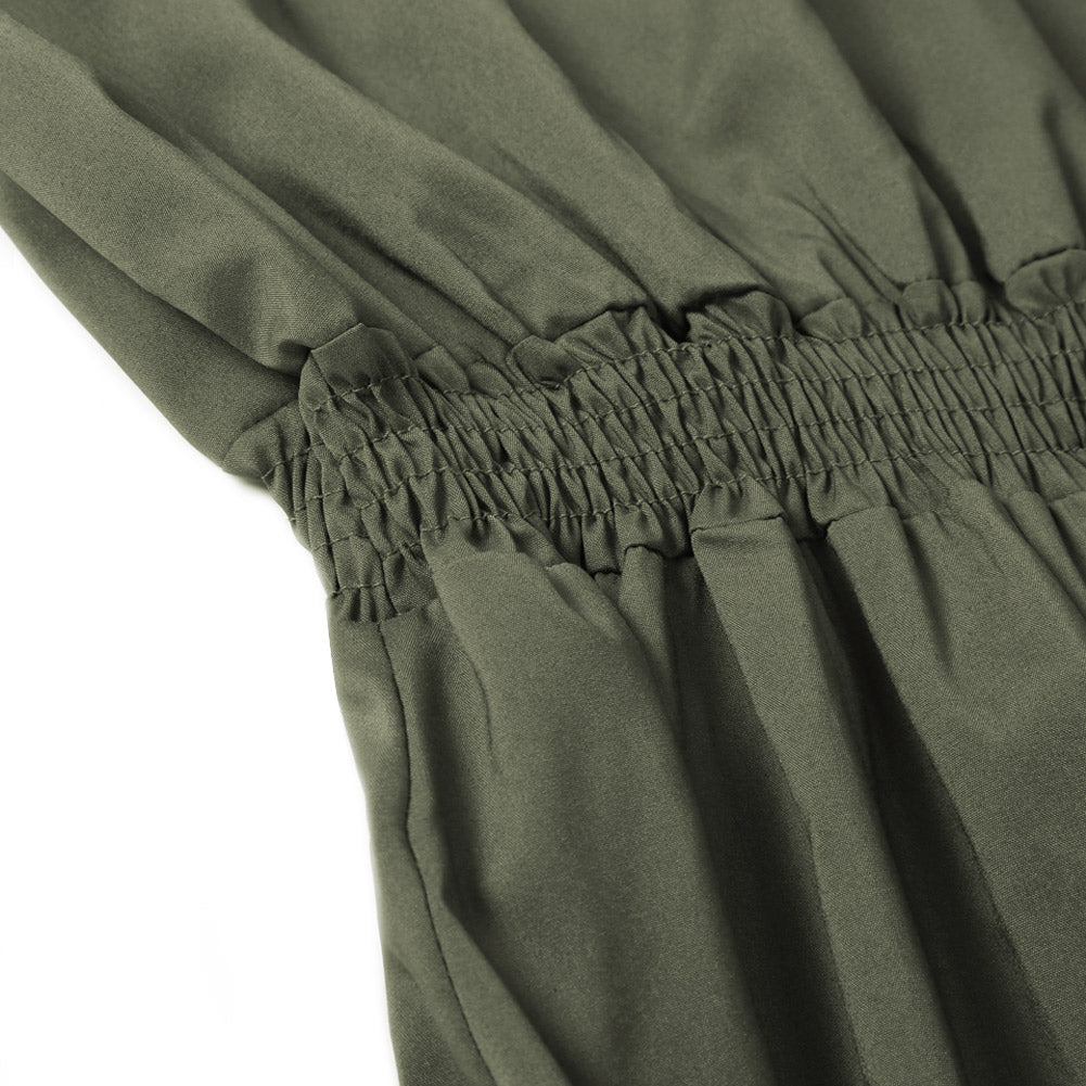 Green V Neck A-line Sundress