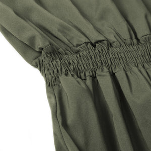 Green V Neck A-line Sundress