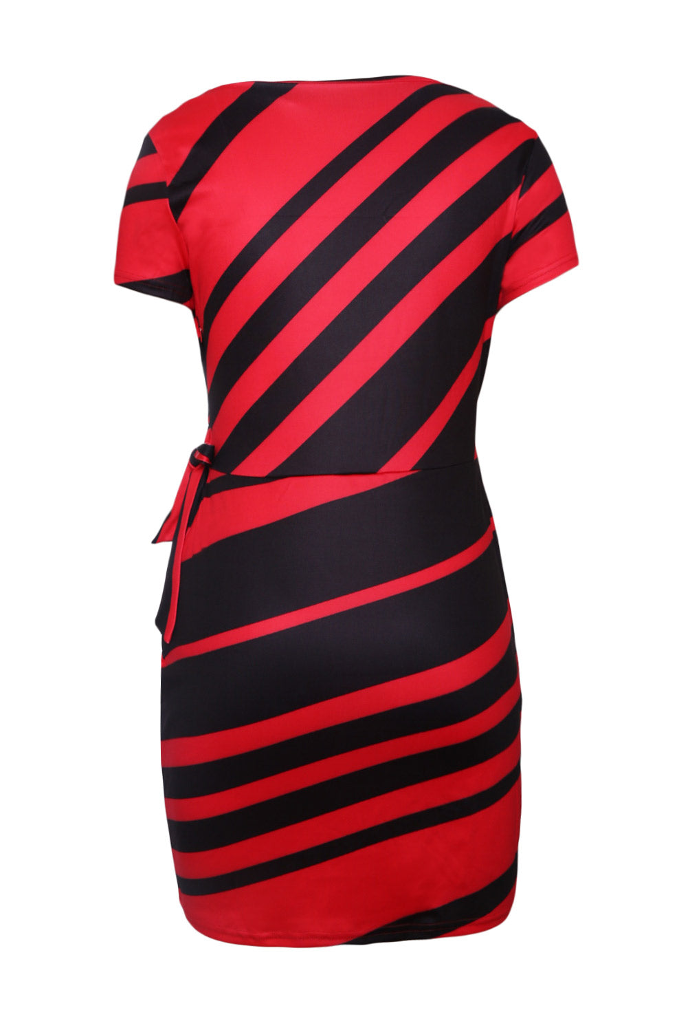 Red Black Stripe Knot Sheath Dress