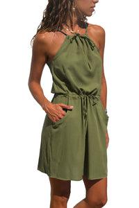 Army Green Suspender Dress