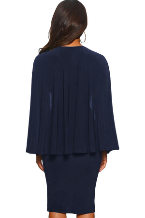 Blue Manhattan Moment Cape Wrap Front Midi Dress