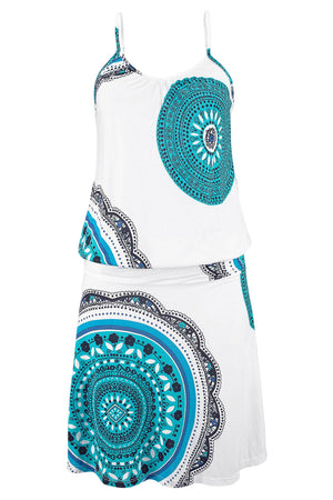 Sky Blue Trendy Print Summer Dress