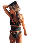 Black Mesh Patchwork One-piece Swimsuit