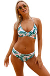 Leaf Print Cross Top Bikini