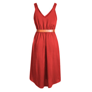 Red V Neck A-line Sundress