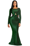 Emerald Sexy Long Sleeves Maxi Bodycon Evening Gown Dress