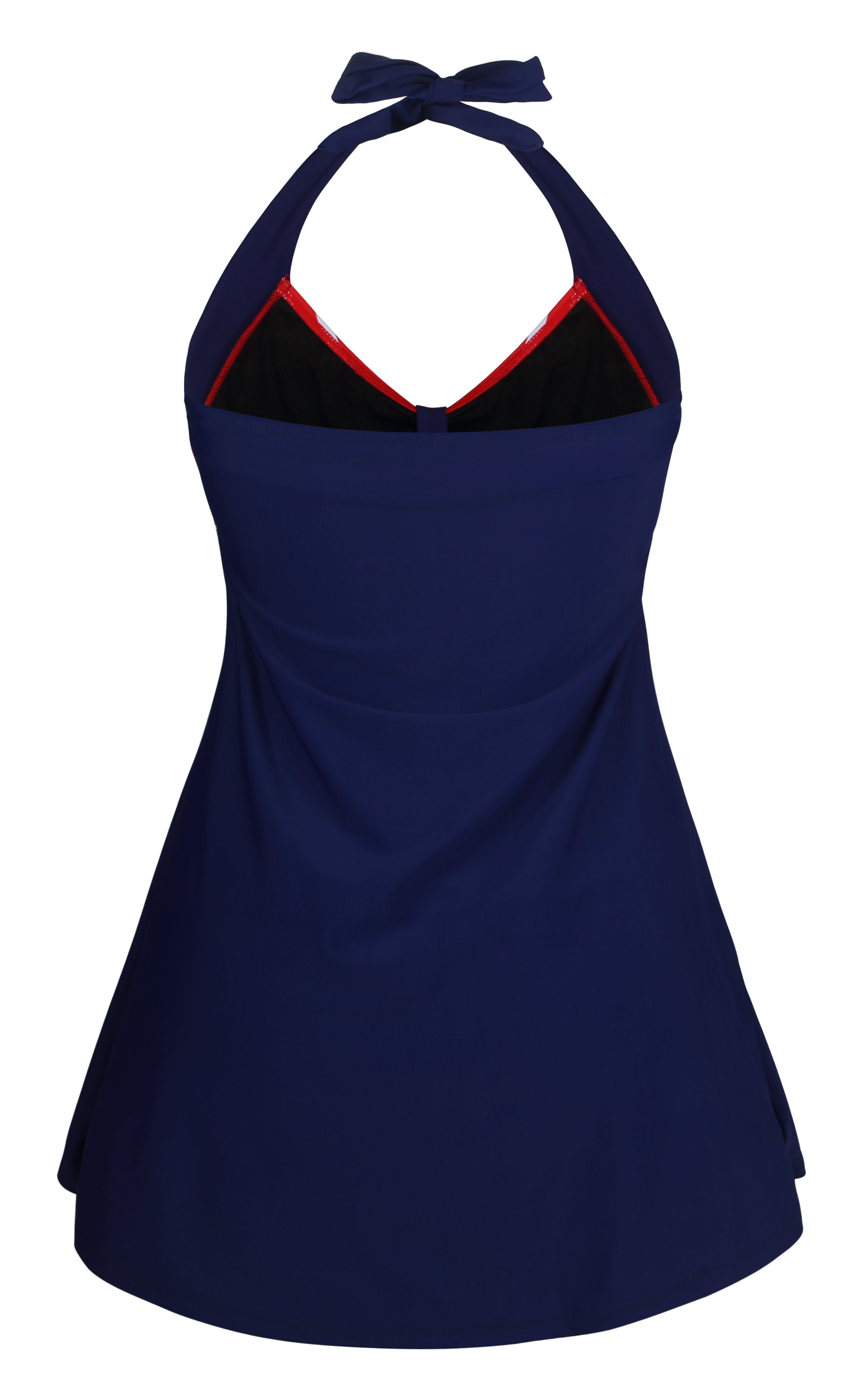 Red White Stripes Black Navy One-piece Swimdress