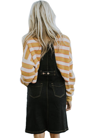 Black Buttoned Jeans Overall Dress