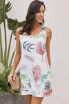 White Bohemian Printed Drawstring Sleeveless Dress
