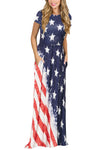 Stars Stripes The USA Flag Print Summer Maxi Dress