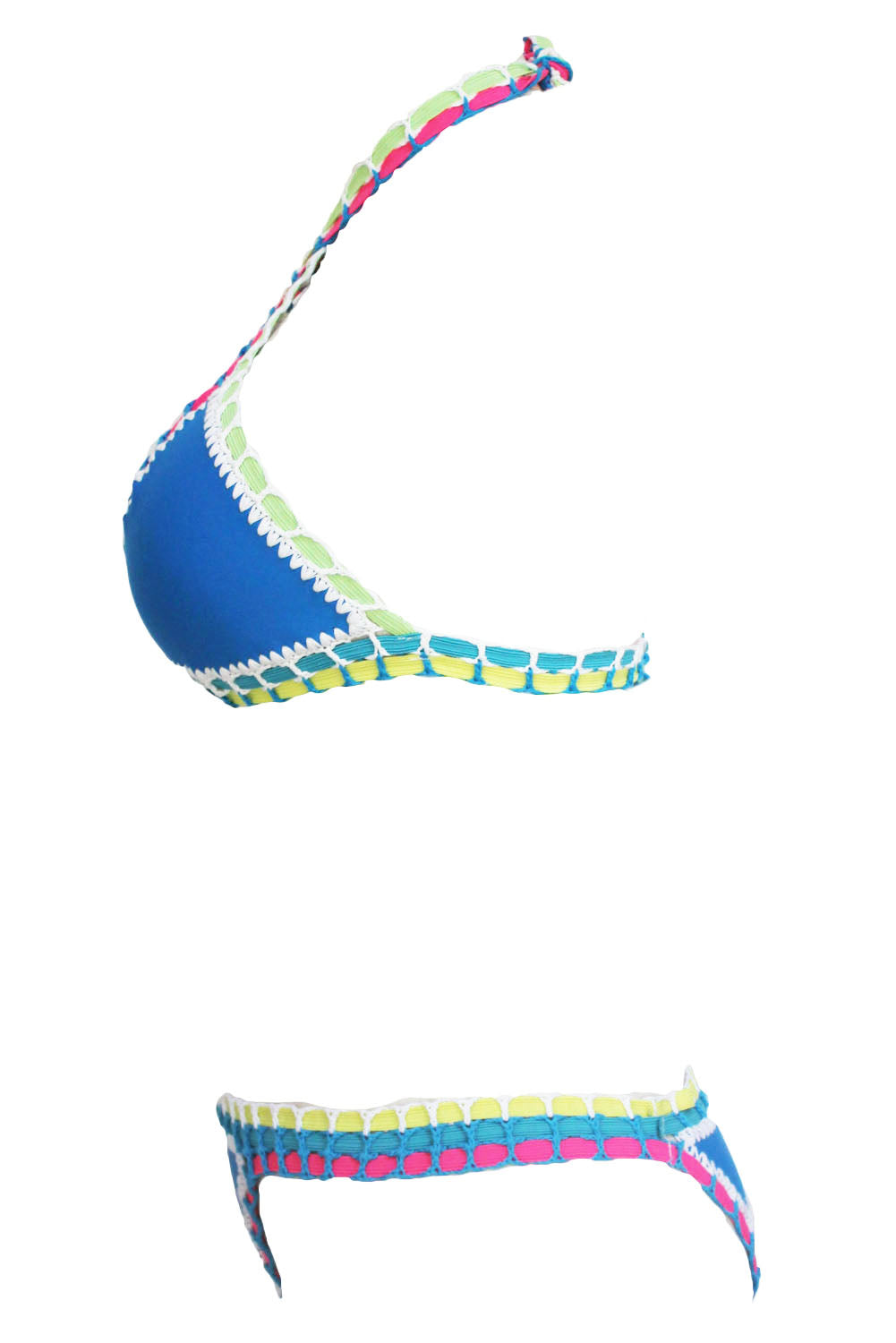 Light Blue Handmade Crotchet Neoprene Latex Bathing Suit