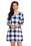 Black White Plaid Mini Dress