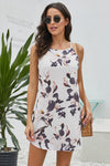 White Sleeveless Summer Floral Print Dress