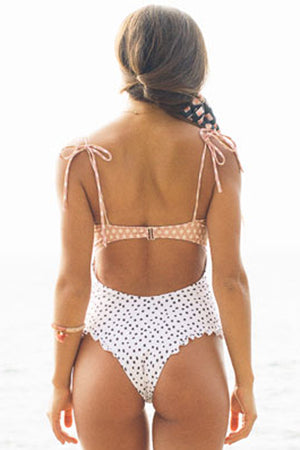 White Smocked One Piece Swimsuit