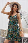 Black Floral Pattern Buttoned Slip Cami Dress