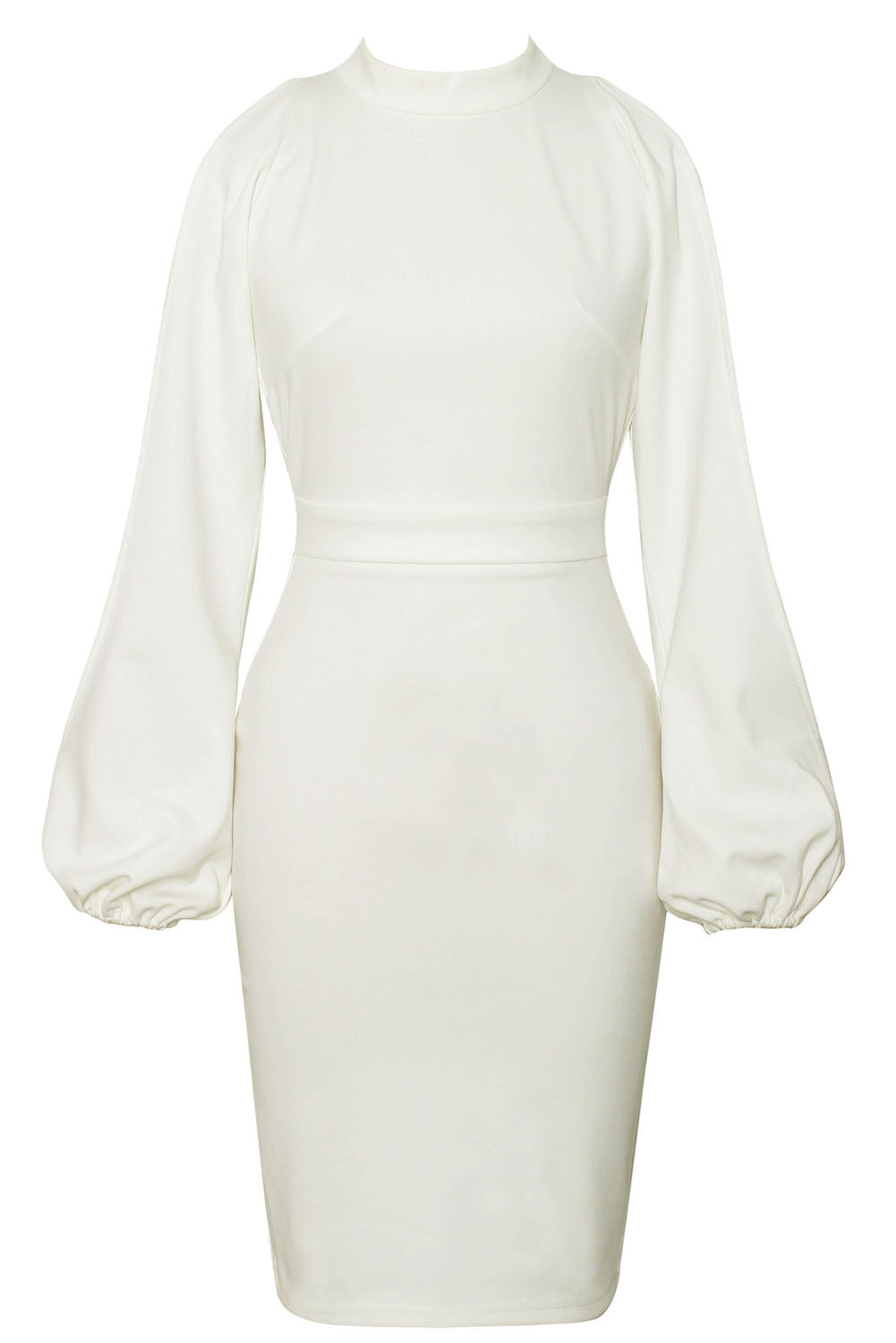 White Cut Out Sleeve Stretch Crepe Bandage Party Dress