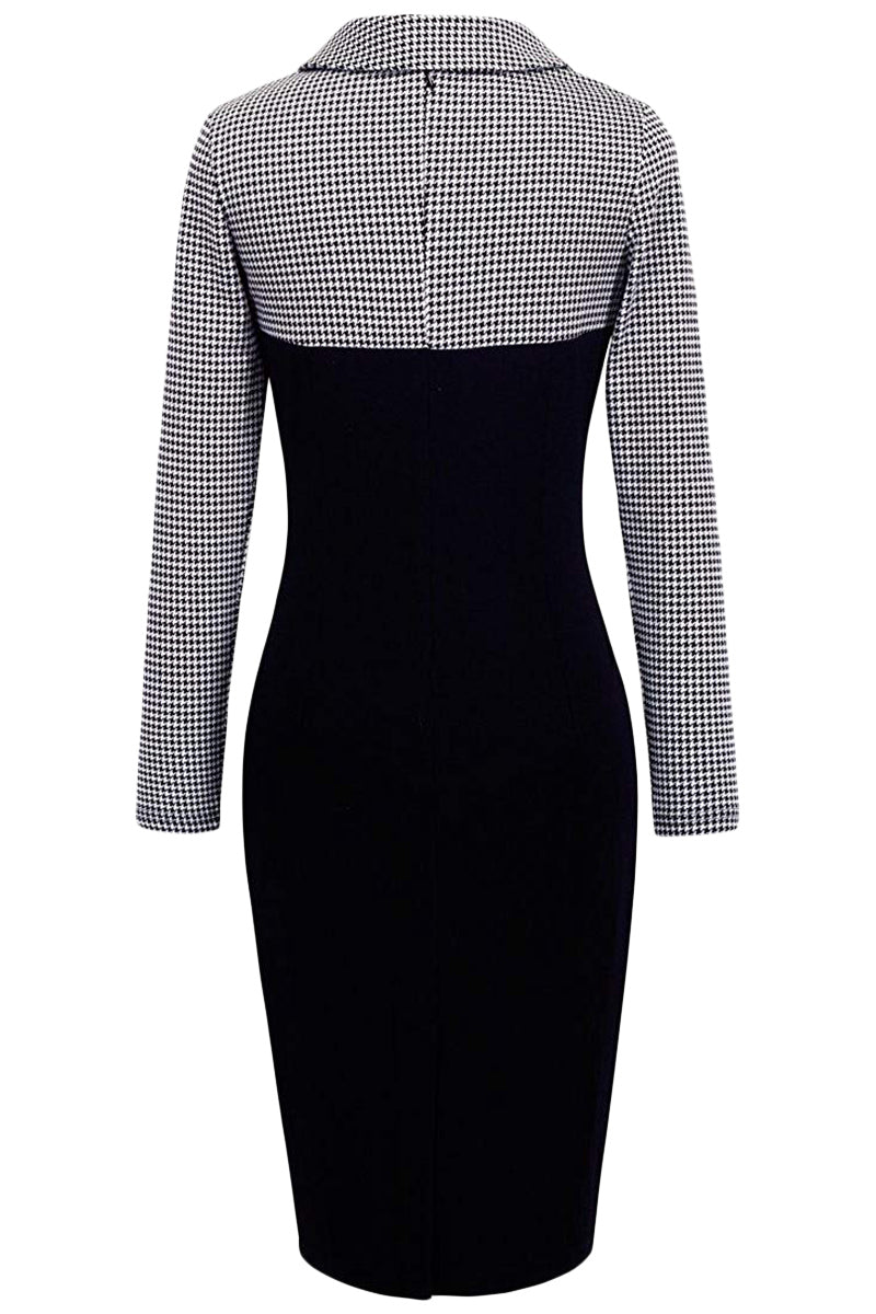White Vintage Turn-Down Collar Pinup Button Midi Dress