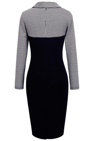 White Vintage Turn-Down Collar Pinup Button Midi Dress