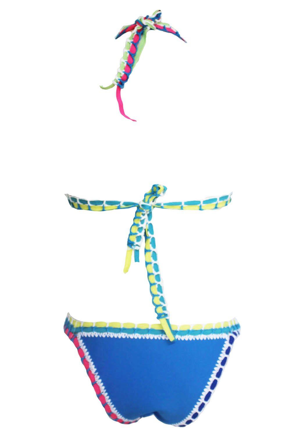 Light Blue Handmade Crotchet Neoprene Latex Bathing Suit