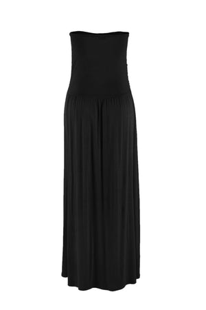 Black Strapless Bodice Empire Waist Maxi Dress