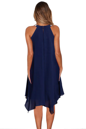 Blue Sleeveless Short Handkerchief Dress