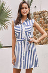 Sky Blue Sleeveless Tank Shirt Dress