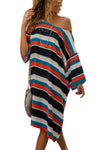 Black Striped Pattern Loose T-shirt Dress