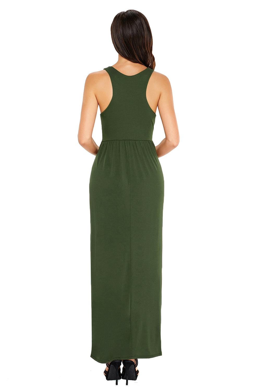 Green Racerback Maxi Dress with Pockets