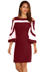 Burgundy White Colorblock Dress