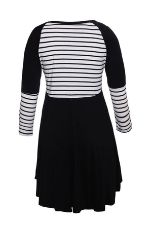 Black Chic Blocked Stripe Jersey Dress