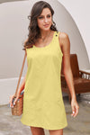 Yellow Buttoned Pockets Sleeveless Dress