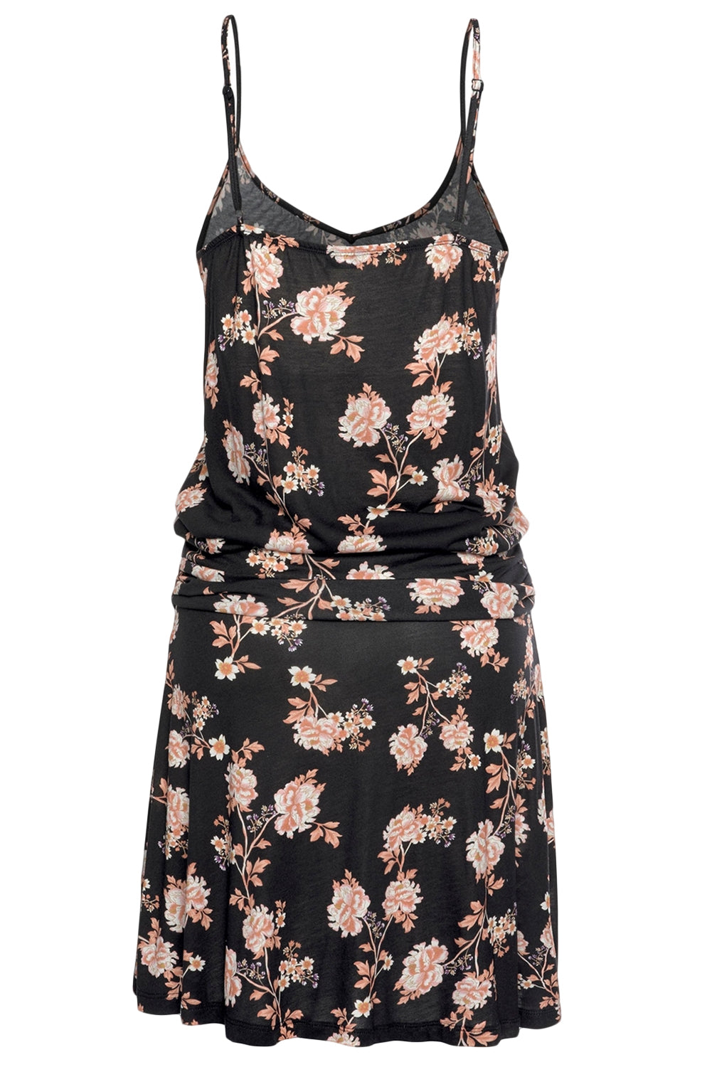Black Blooming Flower Print Summer Slip Dress