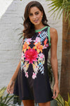 Black Sleeveless Floral Printed Sundress