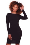Gold Details Pearl Embellished Black Bodycon Dress