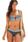 Green Retro Print Bikini Swimsuit