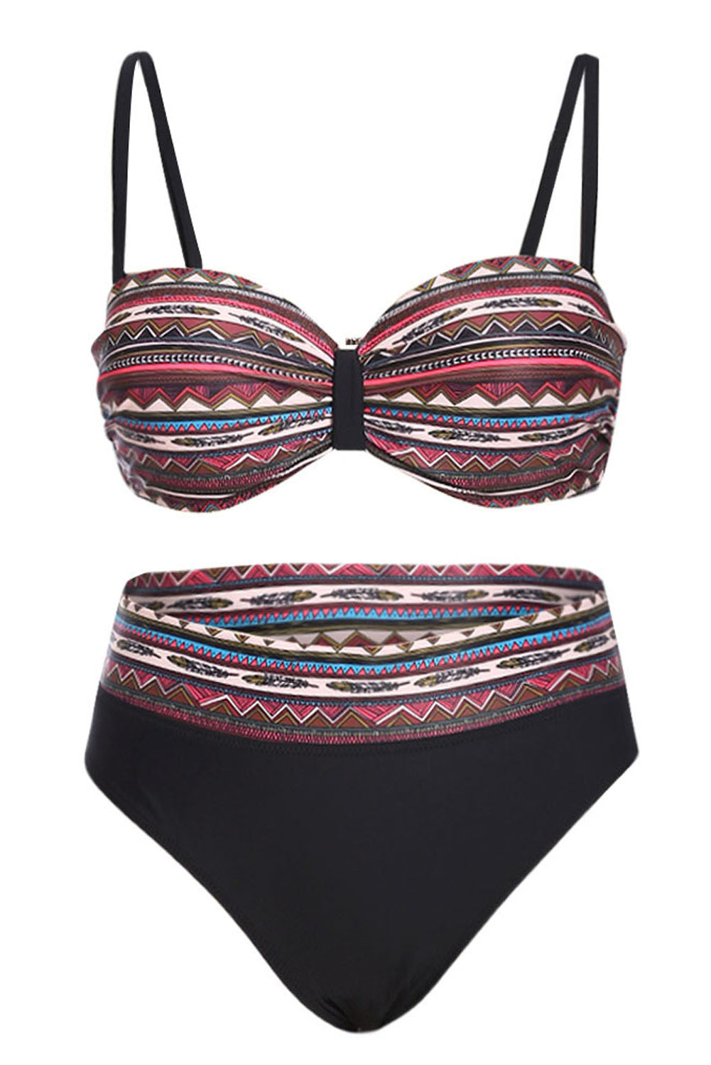 Red Retro Print Bikini Swimsuit