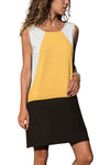 Yellow Color Block Geometric Sundress