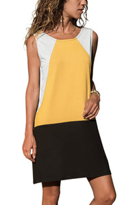 Yellow Color Block Geometric Sundress
