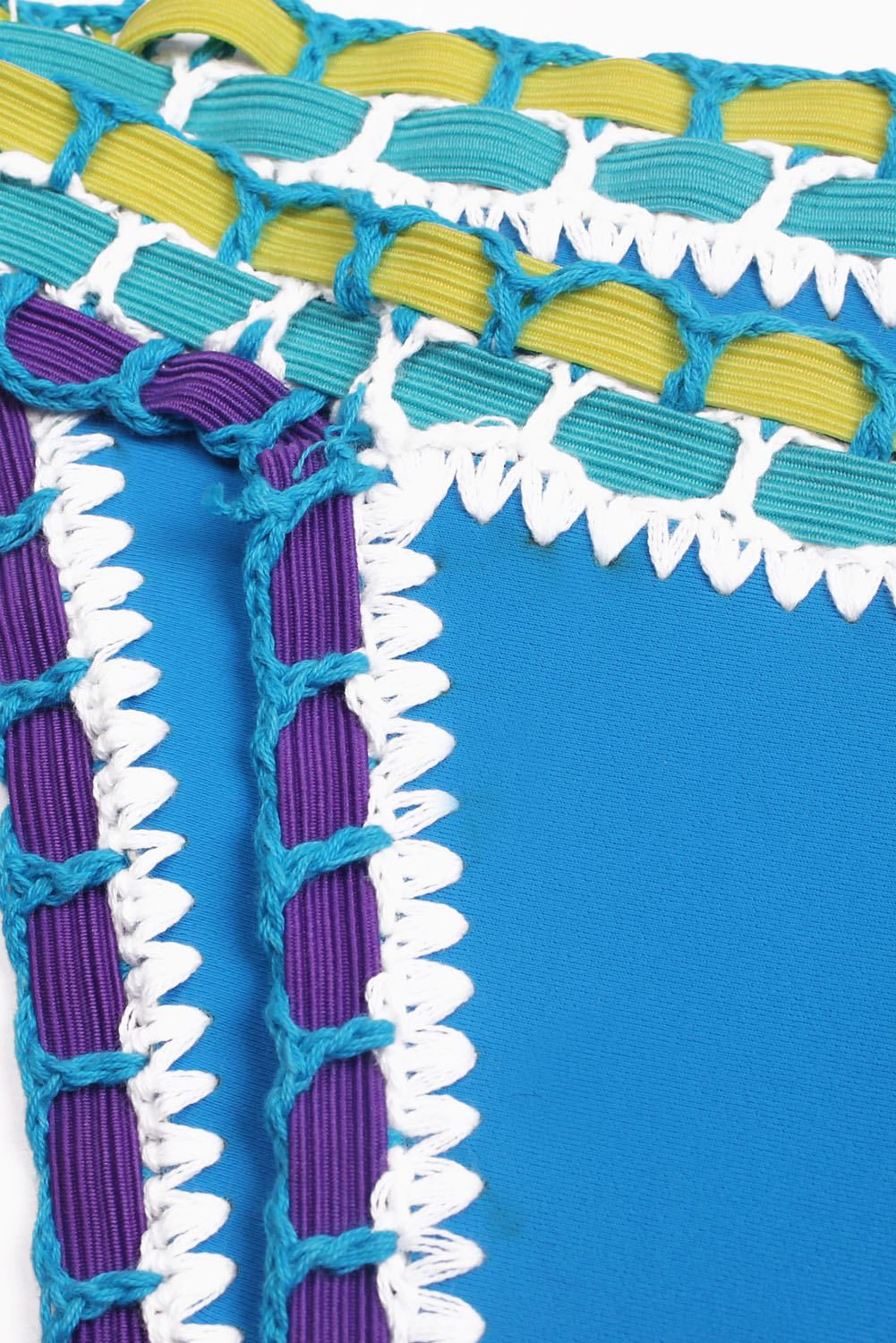 Light Blue Handmade Crotchet Neoprene Latex Bathing Suit