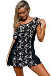 Monochrome Panel Accent 1pc Swim Dress with Shorts