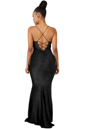 Black Shine Twist Maxi Dress