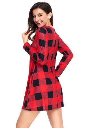Black Red Plaid Mini Dress