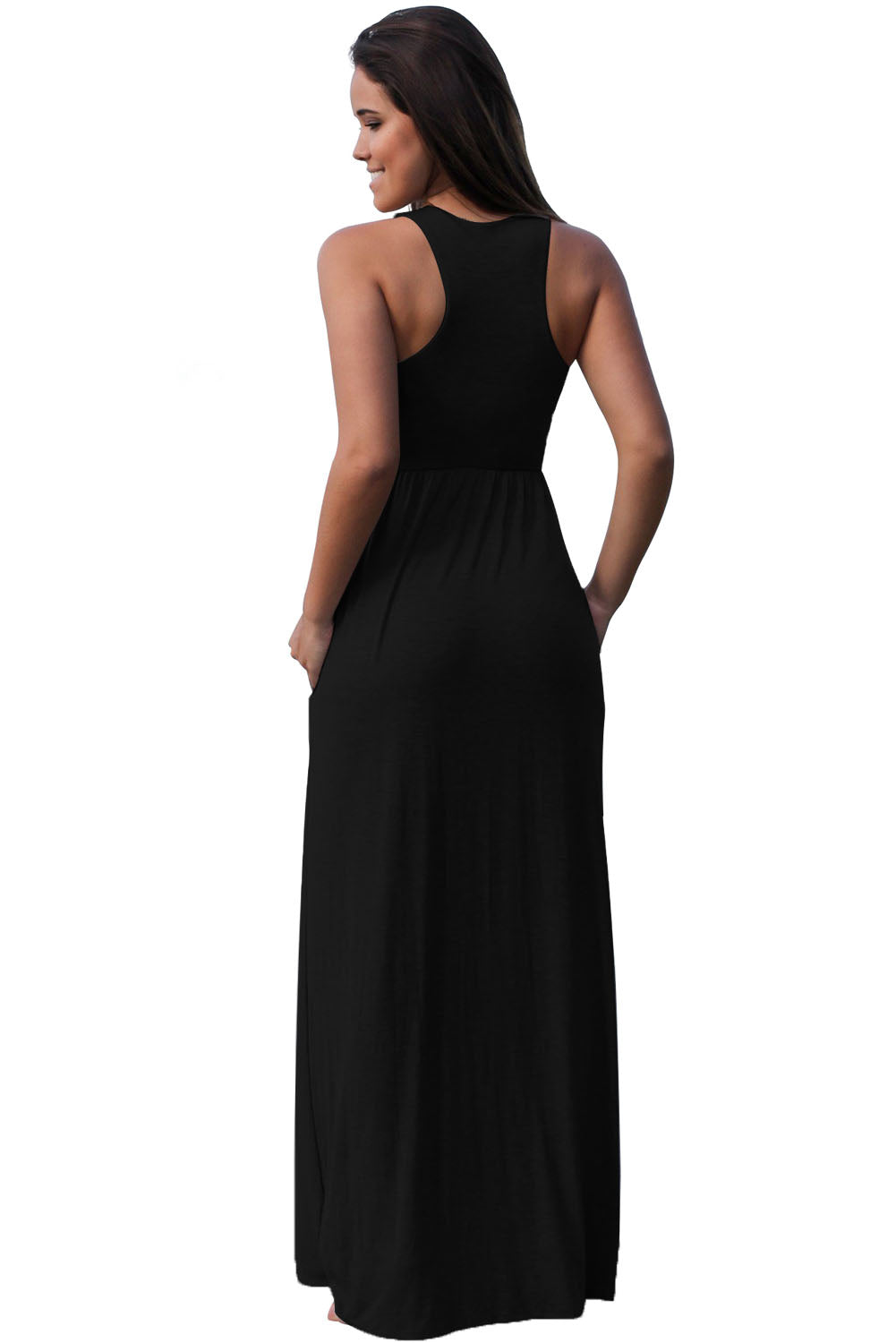 Black Racerback Maxi Dress with Pockets