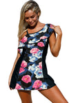 Chic Floral Print 1pc Swim Dress with Shorts