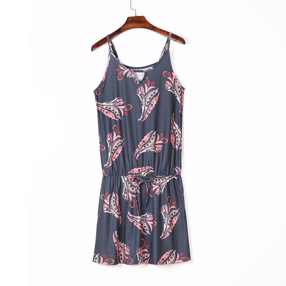 Blue Paisley Print Casual Dress