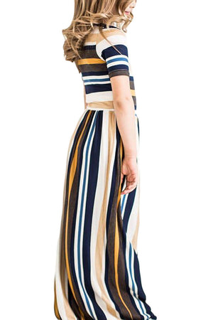 Yellow Multicolor Striped Baby Girl Maxi Dress