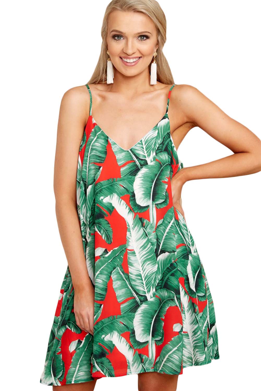 Fingers Crossed Dress In Green Palms