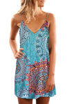 Green Summer Casual Sleeveless Floral Printed Sundress