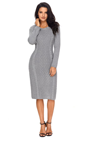 Gray Women’s Hand Knitted Sweater Dress