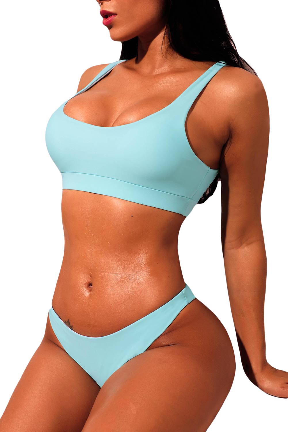 Light Blue Sporty Fashion Bikini Bathing Suit